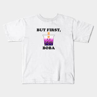 But First, Boba - Cute Galaxy Boba Bubble Tea Kids T-Shirt